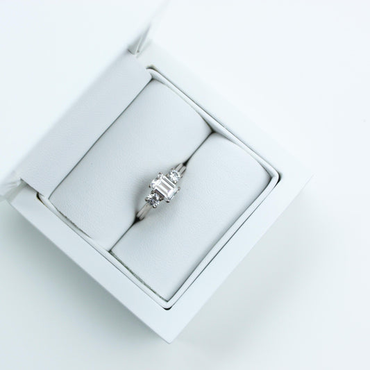 Beatrice ~ Moissanite, Emerald Step Cut