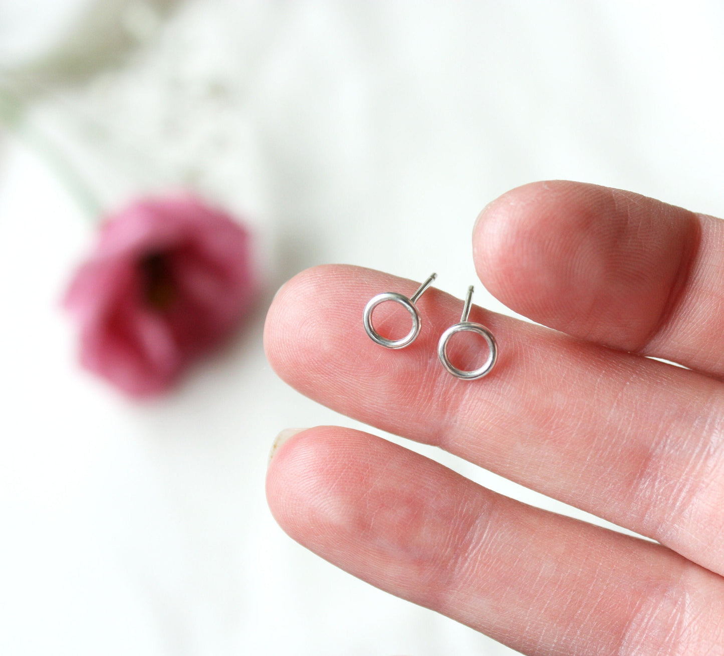 Small Circle Studs, Sterling Silver