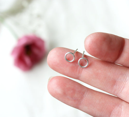 Small Circle Studs, Sterling Silver