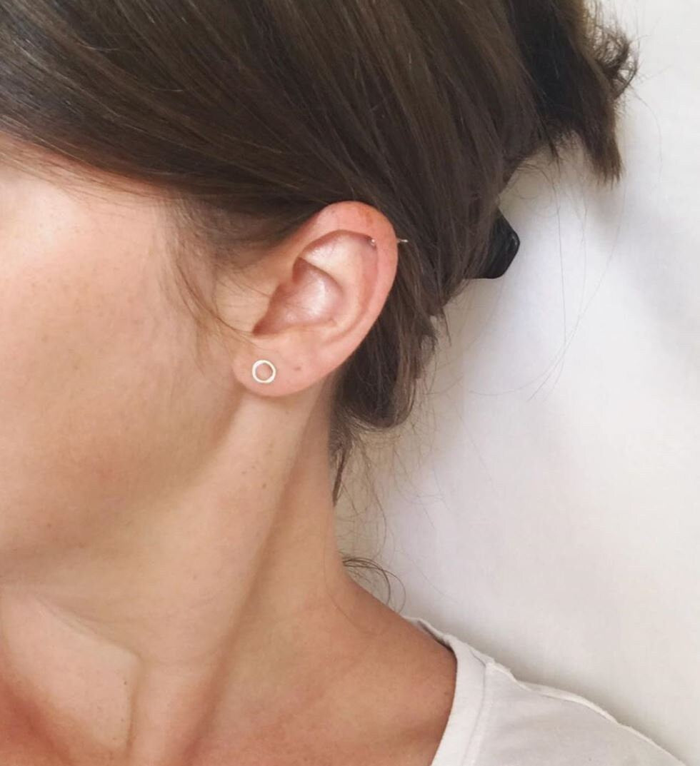 Small Circle Studs, Sterling Silver