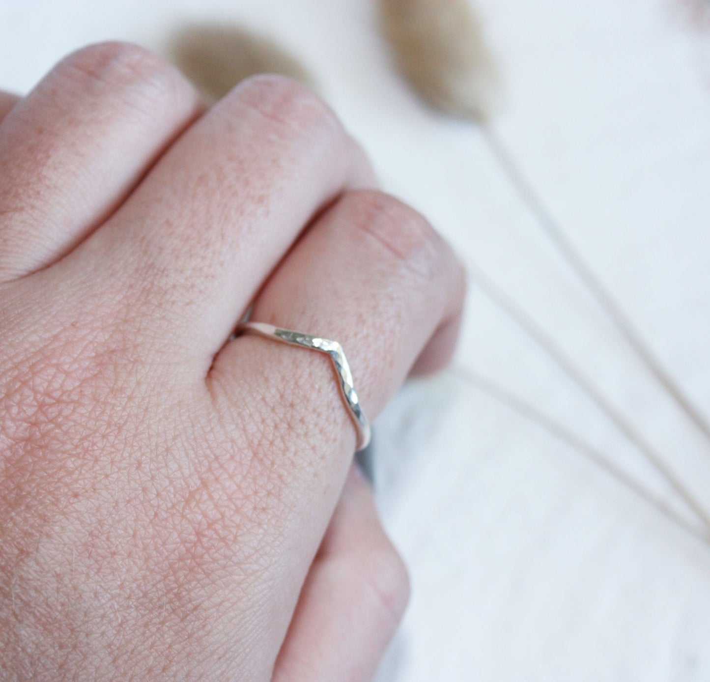 Textured Wave Stacking Ring, Sterling Silver