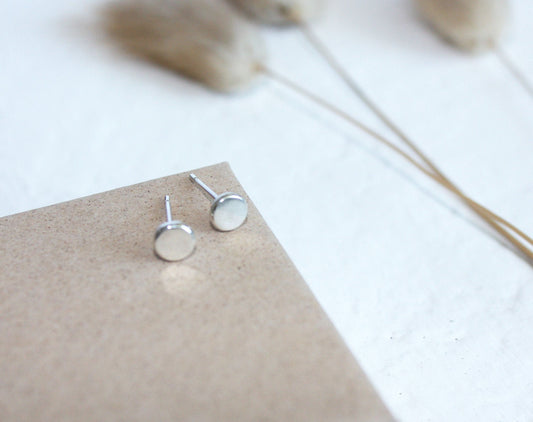 Flat Pebble Earrings, Sterling Silver