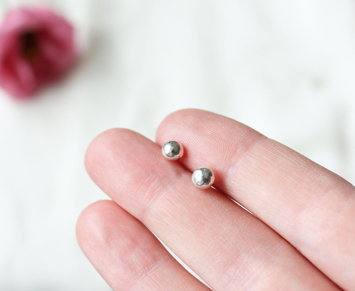 Pebble Earrings, Sterling Silver