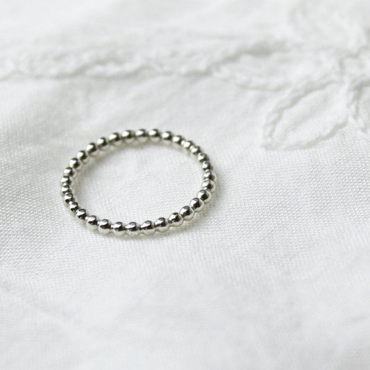 Beaded Stacking Ring, Sterling Silver