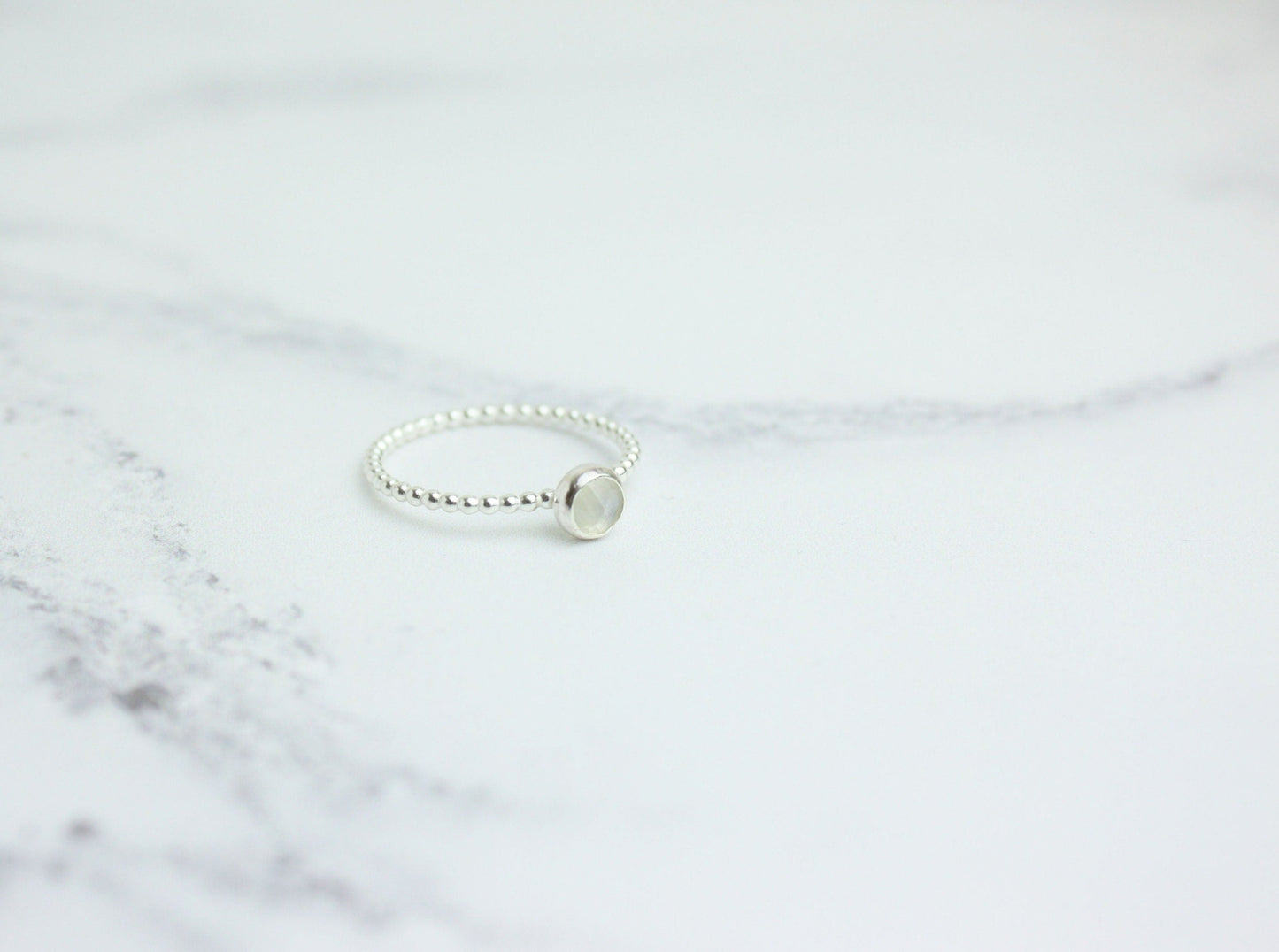 Rainbow Moonstone Ring, Sterling Silver