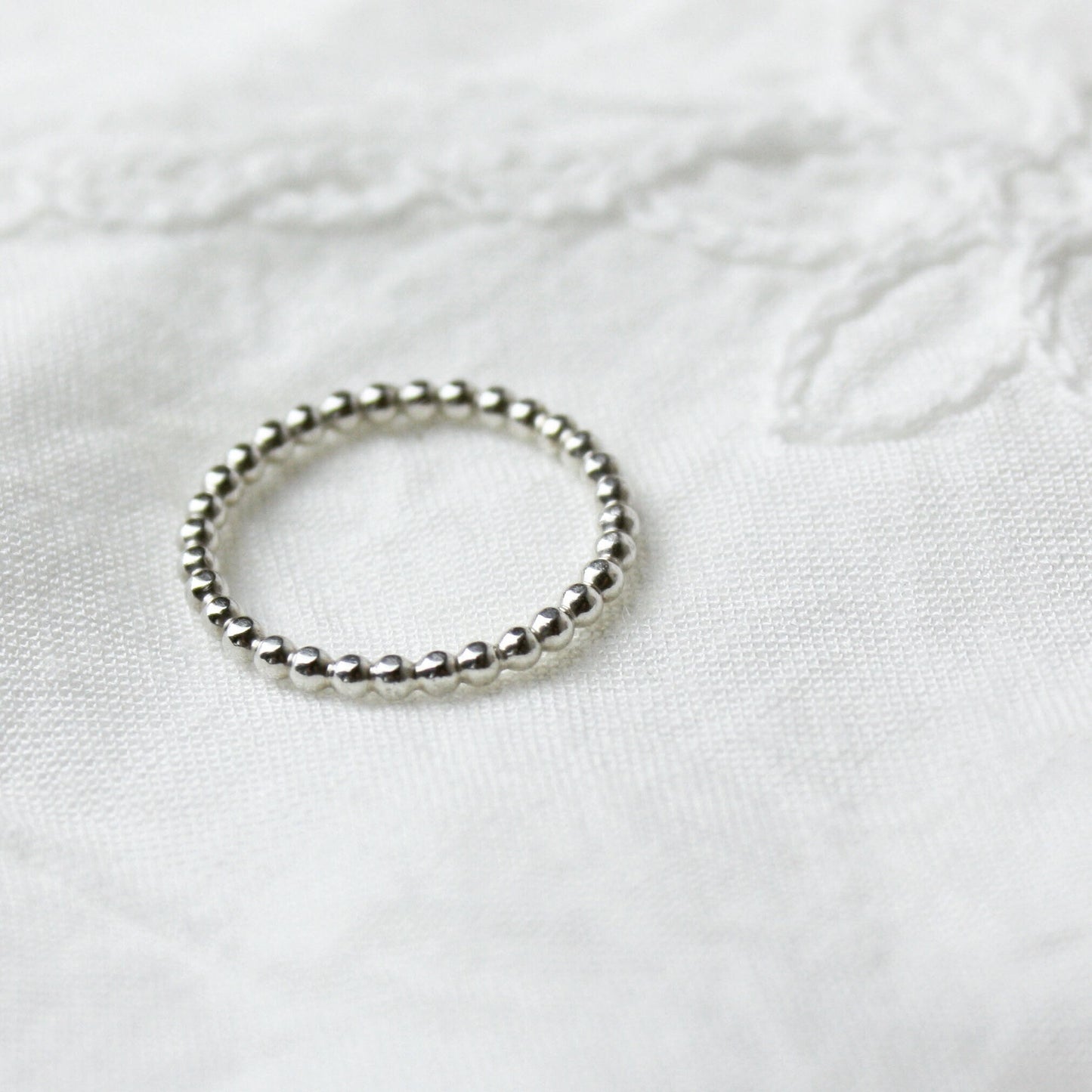 Beaded Stacking Ring, Sterling Silver