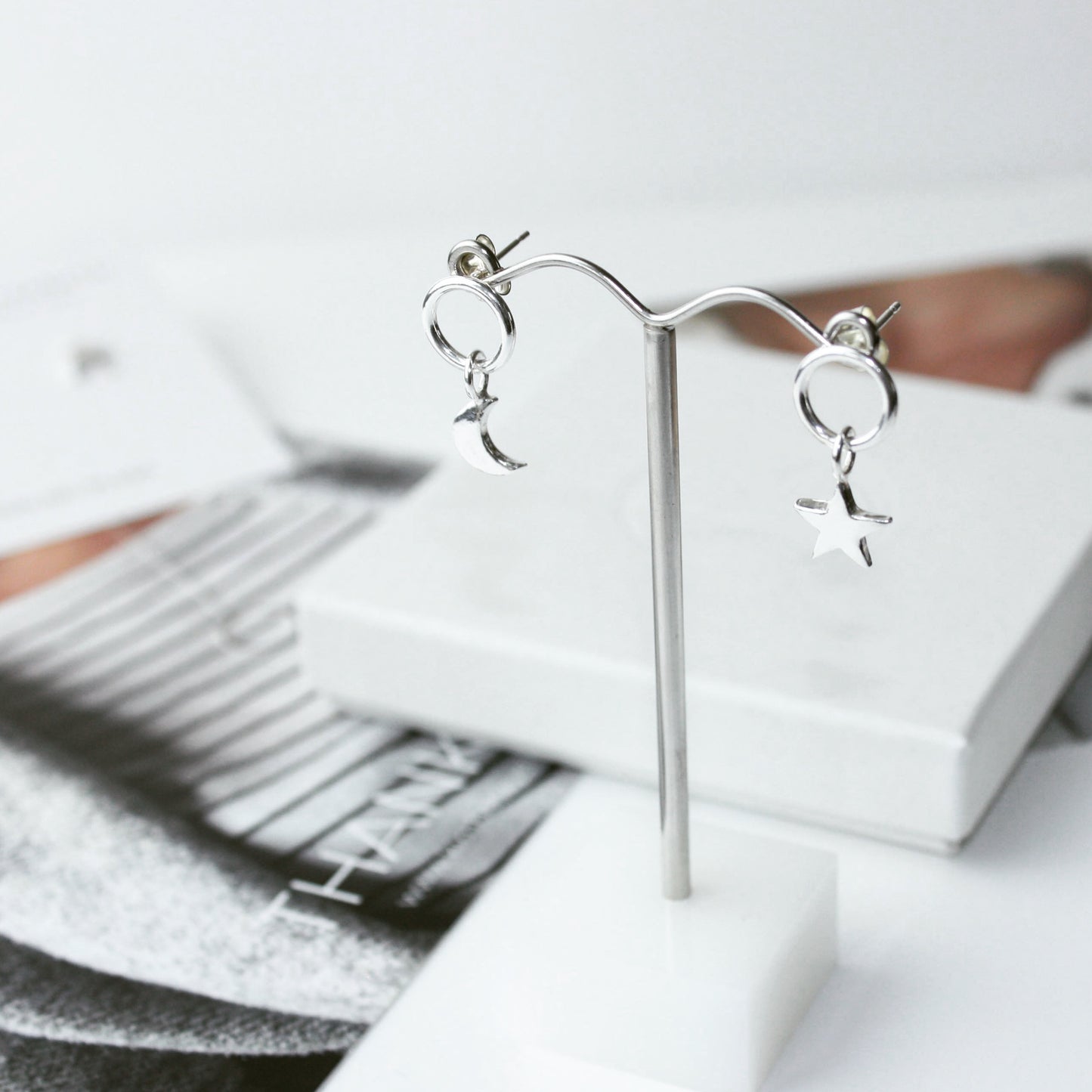 Moon & Star Drop Studs